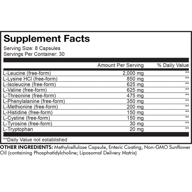 Codeage Liposomal Multi Amino+ BCAA & EAA Supplement, Free-Form Branched-Chain Amino Acids, 240 Ct