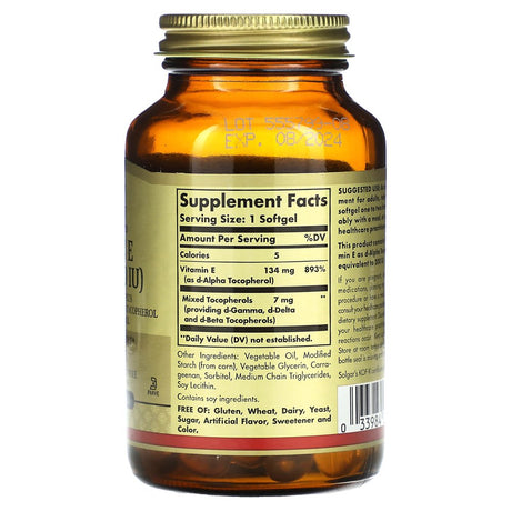 Solgar - Vitamin E D Alpha Tocopherol 200 IU - 100 Vegetarian Softgels