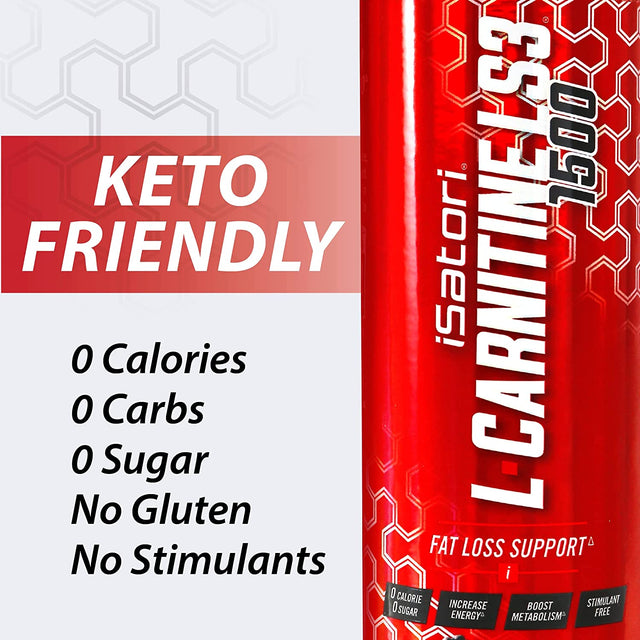 Isatori L-Carnitine LS3 1500, Mixed Berry Flavor, Liquid L-Carnitine with Acetyl L-Carnitine, L-Carnitine L-Tartrate, Stimulant Free Energy, No Calories, Sugar, Gluten, Keto-Friendly (32 Servings)