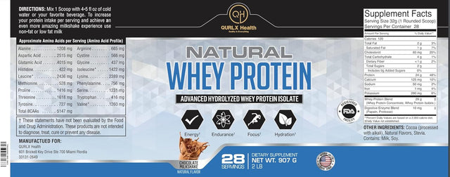 QURLX Natural Chocolate Whey Protein