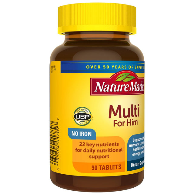 Nature Made Multivitamin for Him with No Iron Tablets, Mens Multivitamin, 90 Count