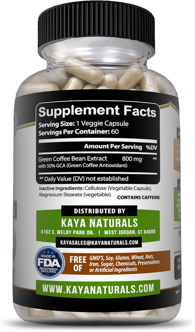 Kaya Naturals Green Coffee Bean 60Ct - Weight Management