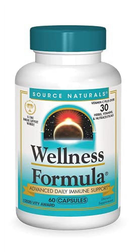 Source Naturals Wellness Formula Bio-Aligned Vitamins & Herbal Defense for Immune System Support - Dietary Supplement & Immunity Booster - 60 Capsules