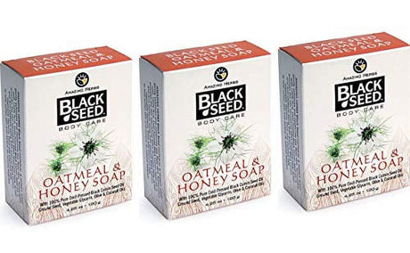 Amazing Herbs Black Seed Vegetable Glycerin Soap (Oatmeal & Honey - 3 Pack)