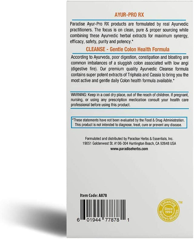 Paradise Herbs Ayur-Pro Rx, Ayurvedic Extract, Colon Health Support, Body Cleanse, Vegan, Non GMO, Gluten Free, 60 Count Vegetarian Capsules