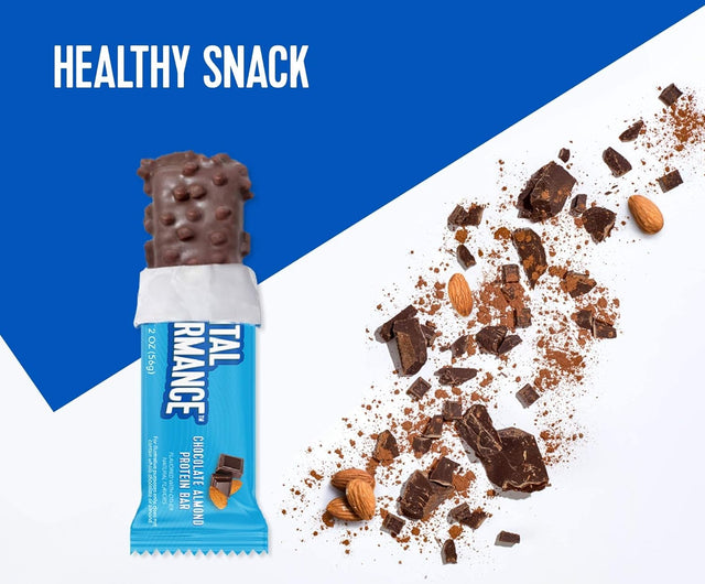 Vital Performance Protein Bar, Healthy Snacks, 20G of Protein, 10G of Collagen Peptides, 2-3G of Sugar, Low Lactose, 12 Pack, Chocolate Almond