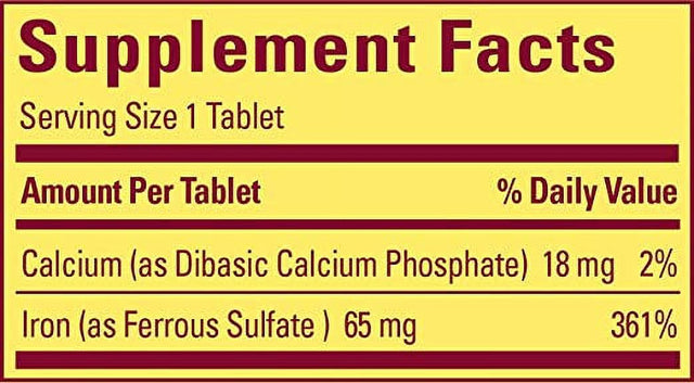 Nature Made Iron Tablets, 65 Mg, 180 Ct (Pack of 2)