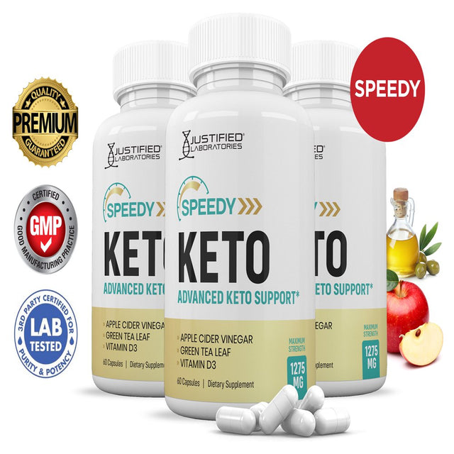 (3 Pack) Speedy Keto ACV Pills 1275Mg Alternative to Gummies Dietary Supplement 180 Capsules