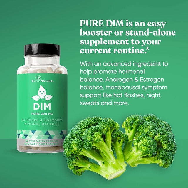 DIM Supplement Pure 200 Mg – Energy Fatigue and Stress Relief, Estrogen Balance, Menopause & Hot Flashes, Hormonal Support for Women – Enhanced Bioavailability Bioperine – 60 Vegan Soft Capsules