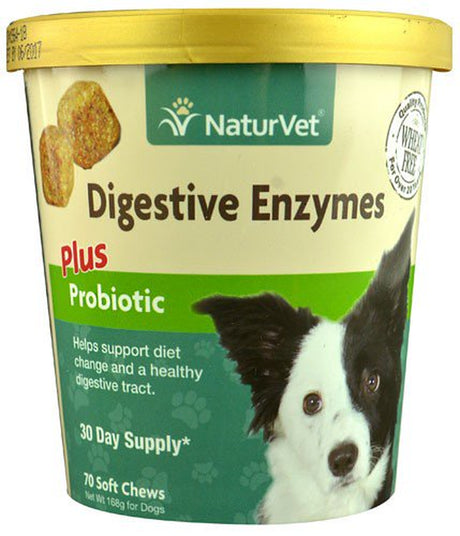 Naturvet Healthy Probiotics and Digestive Enzyme Supplement for Dogs, 70 Soft Chews