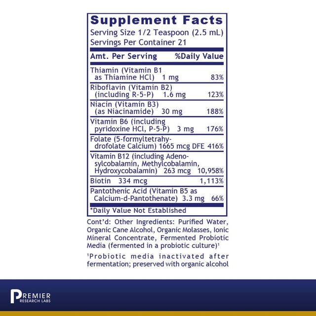 Premier Research Labs Max B-ND - Probiotic Fermented Vitamin B Complex - Supports Liver, Brain, Energy & Immune System - Vegan, Kosher - 2 Fl Oz (21 Servings)