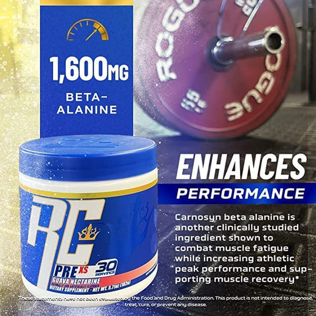 Ronnie Coleman Signature Series Pre XS Pre Workout Powder for Women and Men for Extreme Energy and Focus Supplement with Beta-Alanine, 200Mg Caffeine per Serving, Lemonade, 30 Servings