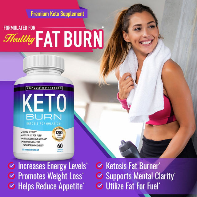 Toplux Keto Burn Pills 1200Mg Ketosis Weight Loss - Natural Keto Diet Pills Ketogenic Fat Burner Boost Energy Focus & Metabolism Manage Appetite 60 Capsules