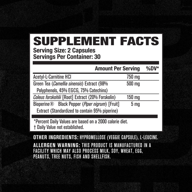 Jacked Factory Lean-Xt Non Stimulant Fat Burner - Weight Loss Supplement, Appetite Suppressant, & Metabolism Booster with Acetyl L-Carnitine, Green Tea Extract, & Forskolin - 60 Count