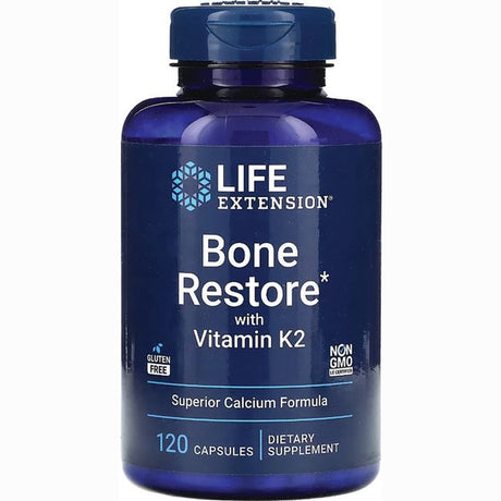 Life Extension Bone Restore with Vitamin K2 – Bone Health Supplement for Strong Bones – 3 Types of Absorbable Calcium, Vitamins D3 and K2, Minerals – Gluten-Free, Non-Gmo – 120 Capsules