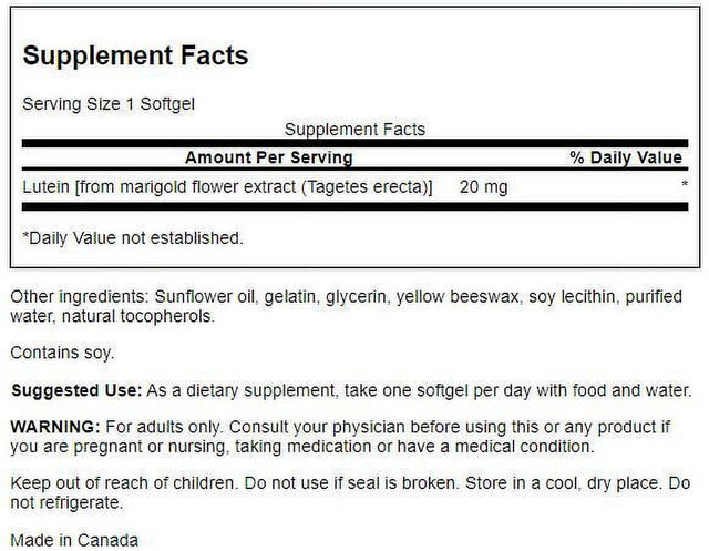 Swanson Lutein 20 Mg 120 Softgels