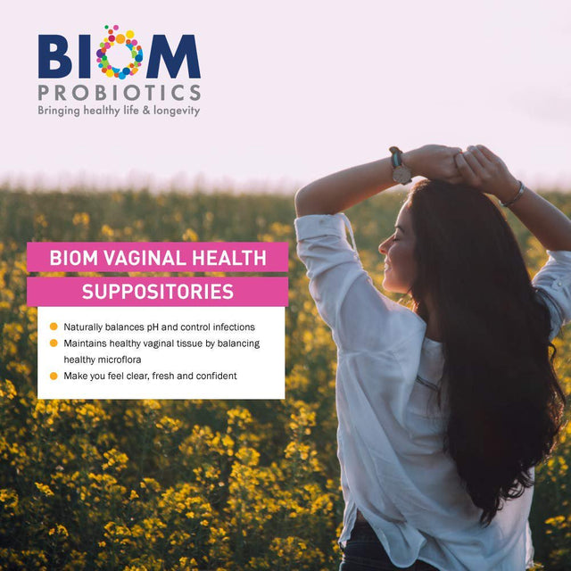 Biom Probiotics Fragrance-Free Vaginal Probiotic Suppository for Women, 15 Count