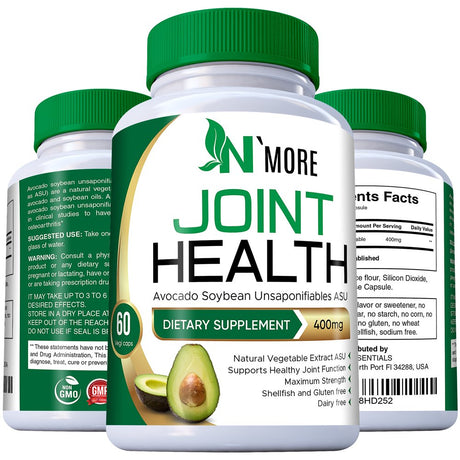 N'More Avocado Soybean Unsaponifiables Joint Health Supplement 400 Mg, Non-Gmo, Dairy, Gluten & Shellfish Free, 60 Day Supply, One Capsule per Day