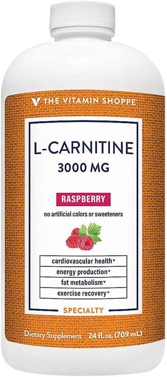 The Vitamin Shoppe L-Carnitine - Amino Acid to Support Fat Metabolism & Cardiovascular Health - 3,000 MG - Raspberry (24 Fl. Oz.)