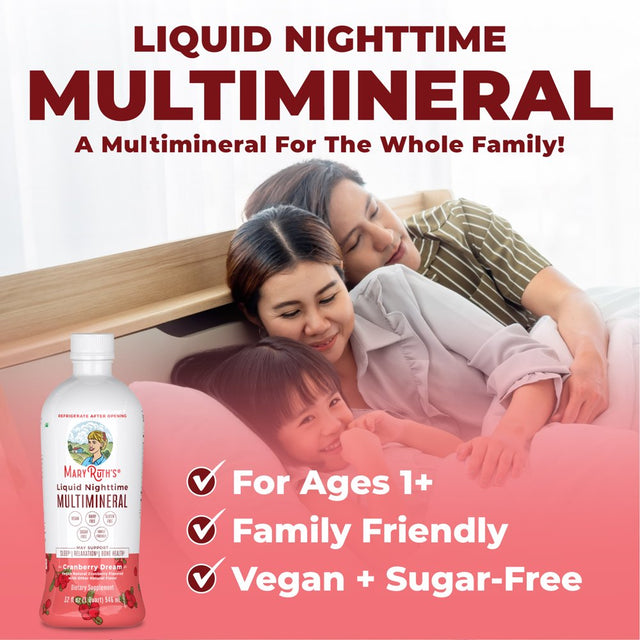 Maryruth Organics | Liquid Nighttime Multimineral Supplement | Sleep Support for Adults & Kids 1+ | Relaxation, General Wellness | Vegan, Gluten Free | 32 Fl Oz