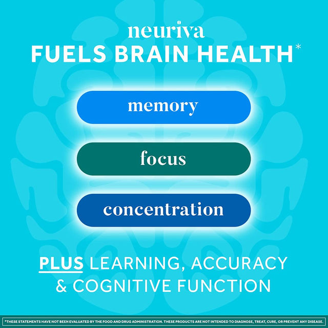 NEURIVA plus Brain Supplement for Memory, Focus & Concentration + Cognative Function with Vitamins B6 & B12 and Clinically Tested Nootropics Phosphatidylserine and Neurofactor, 30Ct Capsules