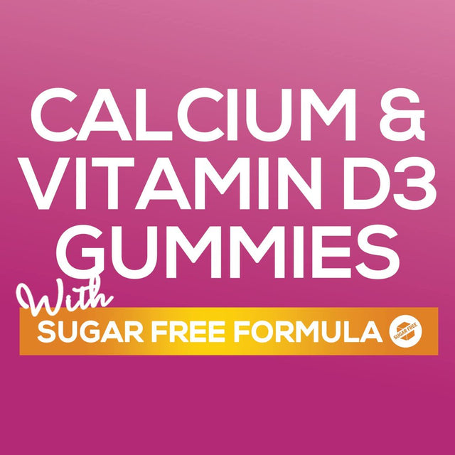 Sugar Free Calcium Gummy Bites plus 400 IU Vitamin D3, Bone Health & Immune Support, Supports Bone Strength - Chewable Calcium Nutrition Supplement, Non-Gmo, Berry Flavor Chews - 120 Gummies