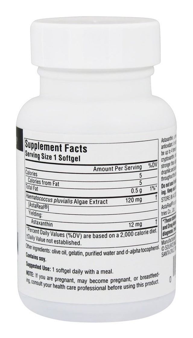 Source Naturals - Astaxanthin Antioxidant Carotenoid 12 Mg. - 30 Softgels