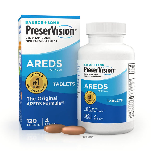 Preservision AREDS Eye Vitamin & Mineral Supplement, Contains Vitamin C, A, E, Zinc & Copper, 120 Tablets