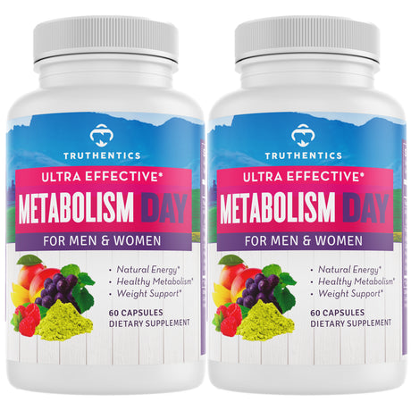 Truthentics Metabolism Booster for Weight Loss for Women & Men (2-Pack) - Appetite Control, Energy Booster Fat Burner, Weight Loss Aid Supplement - 120 Capsules