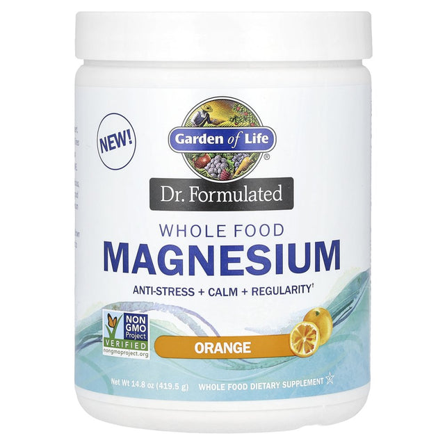 Garden of Life Dr. Formulated, Whole Food Magnesium Powder, Orange, 14.8 Oz (419.5 G)