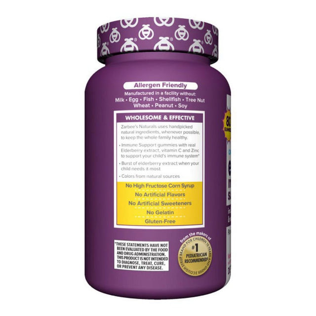 Zarbee'S Children'S Elderberry Immune Support W/ Vitamin C & Zinc, Berry (80 Ct)