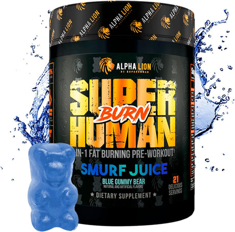 ALPHA LION Superhuman Burn 2-In-1 Metabolism Booster Pre Workout, Weight Loss Supplement, Appetite Suppressant, Fat Loss Support, Energy & Focus Powder (21 Servings, Blue Gummy Bear Flavor)