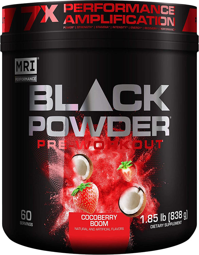 MRI Black Powder Pre-Workout Powder - Explosive Energy & Stamina - Intense Strength and Focus - Build Muscle - Recover Faster – Creatine - 60 Servings (Cocoberry Boom)