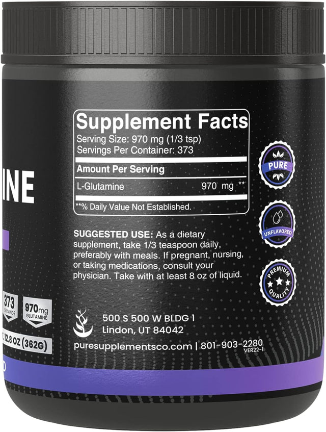 Pure Original Ingredients L-Glutamine Powder, (12 Oz), Natural Amino Acid, Flavorless, Always Pure