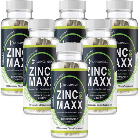 Zinc Maxx - Maximum Zinc Gluconate 50 Mg per Dose - 100 Day Supply - High Potency & Absorbance - Gentle on Stomach - Professional Grade - Antioxidant - Vegan - Additive Free - Non-Gmo - USA (6 Pack)