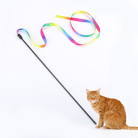 Black and Friday Deals Blueek Kitten Cat Pet Toy Chaser Stick Rainbow Streamers Interactive Play Fun Toys