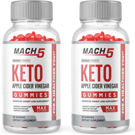 (2 Pack) Mach 5 Keto ACV Gummies - Supplement for Weight Loss - Energy & Focus Boosting Dietary Supplements for Weight Management & Metabolism - Fat Burn - 120 Gummies