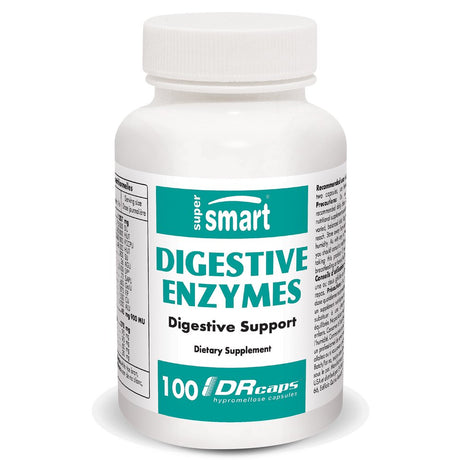 Supersmart - Digestive Enzymes - with Protease, Bromelain, Amylase - Bloating & Gas Relief Supplement - Digestive Health Pills | Non-Gmo & Gluten Free - 100 DR Capsules