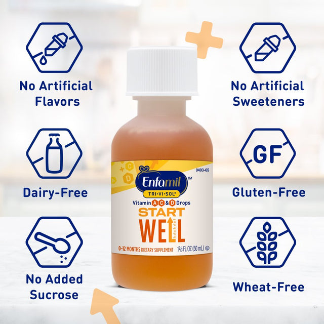 Enfamil Tri-Vi-Sol Vitamin A, C & D Multi-Vitamin Drops for Infants, Supports Growth & Immune Health, 50 Ml Dropper Bottle