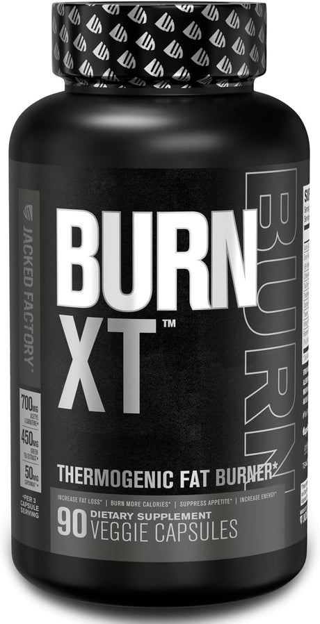 Jacked Factory Burn XT Thermogenic Fat Burner - Weight Loss Supplement, Appetite Suppressant, Nootropic Energy Booster | Teacrine, Acetyl L-Carnitine, Green Tea Extract, Capsimax - 90 Veg Diet Pills