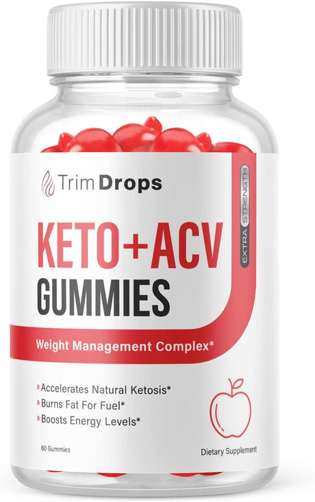 (1 Pack) Trim Drops Keto ACV Gummies - Supplement for Weight Loss - Energy & Focus Boosting Dietary Supplements for Weight Management & Metabolism - Fat Burn - 60 Gummies