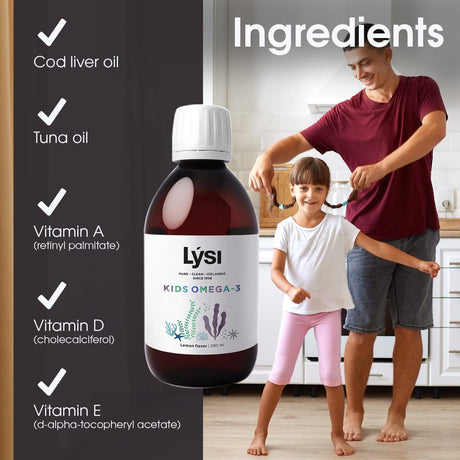 Lysi Natural Omega 3 for Kids [Boost Growth and Brain Development] , Supplements for Children [No Fish Taste], Scrumptious Lemon Flavor Fish Oil with EPA and DHA 280 Ml