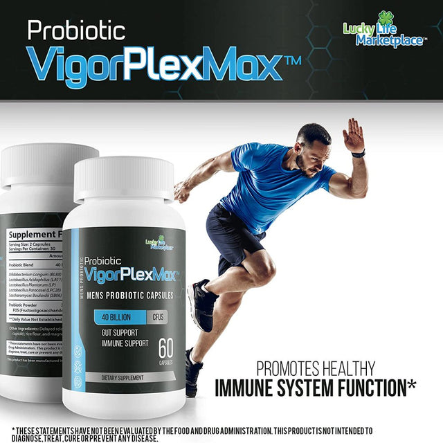 Probiotic Vigor Plex Max - Mens Probiotic Capsules - Our Best Male Formula - 40 Billion Cfu’S - Premium Probiotic Formula for Male Health - Gut Support - Immune Health - Digestive Health