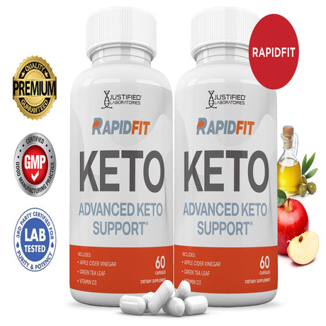 (2 Pack) Rapid Fit Keto ACV Pills 1275Mg Alternative to Gummies Dietary Supplement 120 Capsules