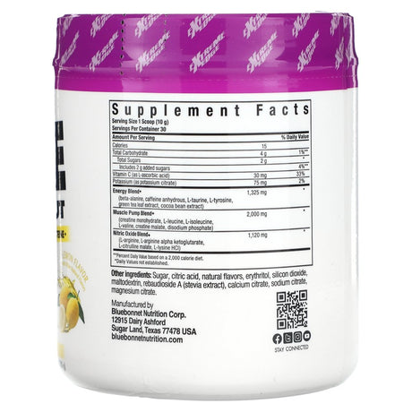 Bluebonnet Extreme Edge, Pre Workout + Nitric Oxide Booster, Lemon, 30 Servings