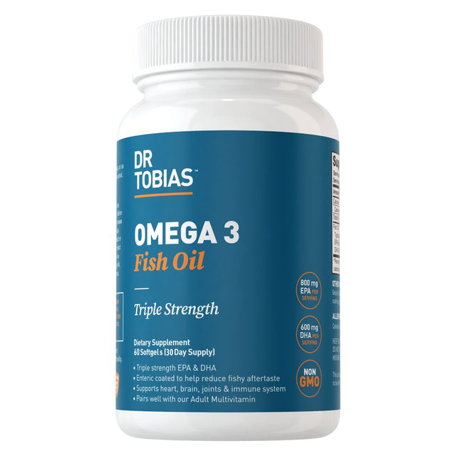 Dr. Tobias Omega 3 Fish Oil, 800 Mg EPA 600 DHA Supplement for Heart, Brain & Immune Support, Absorbable Triple Strength Oil Supplements - 2000 per Serving, 30 Servings