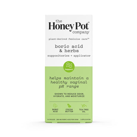 The Honey Pot Company, Boric Acid and Herbal Suppositories + Applicator, 14 Ovules, 1 Applicator