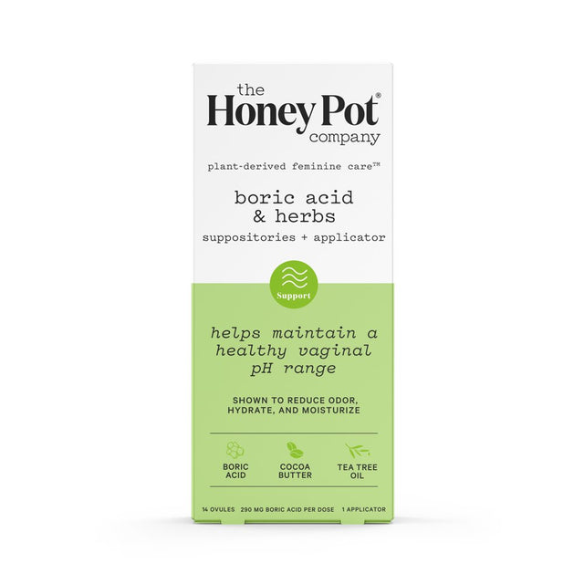 The Honey Pot Company, Boric Acid and Herbal Suppositories + Applicator, 14 Ovules, 1 Applicator