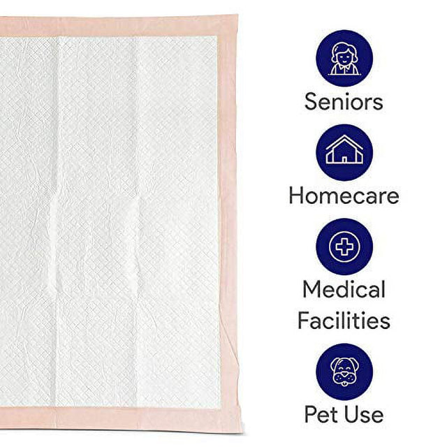 Premium Disposable Chucks Underpads 25 Pack, 30" X 36" - Highly Absorbent Waterproof Bed Pads for Incontinence and Senior Care - Peach Color - Leak Proof Protection