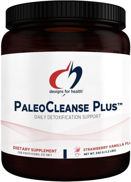 Designs for Health Paleocleanse plus - Detox Powder with 18G Bone Broth Protein, Antioxidant Herbs, Vitamins + Minerals - Smoothie Shake Drink Mix, Strawberry-Vanilla Flavor (15 Servings / 540G)